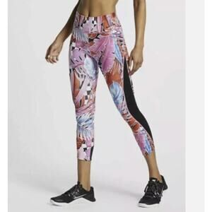 Nike Dri-Fit One Laser Cropped Floral Tropical Print Leggings Pants Size S